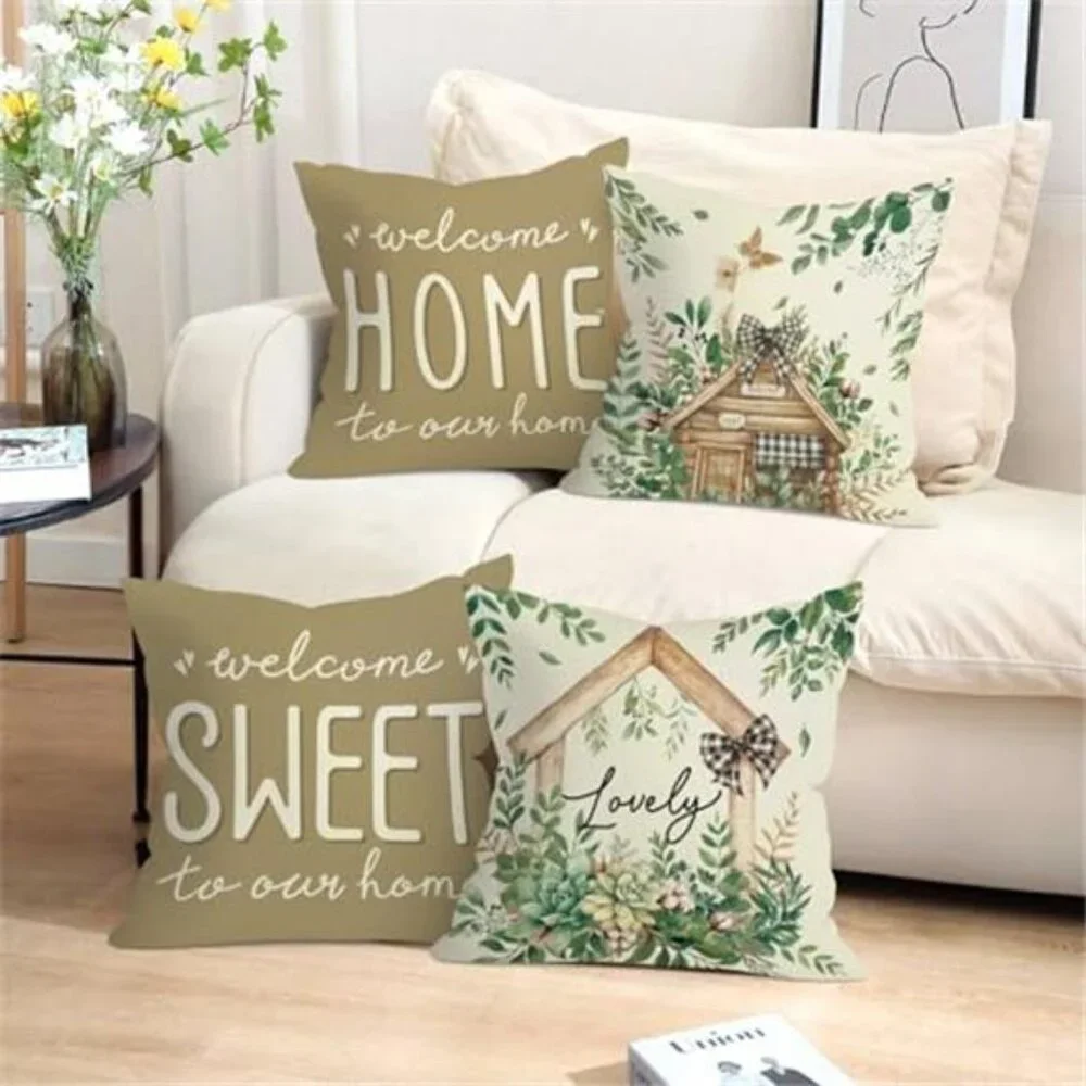 Farmhouse Home Sweet Home Throw Pillow Covers 18x18 Inch Set of 4 Cottage